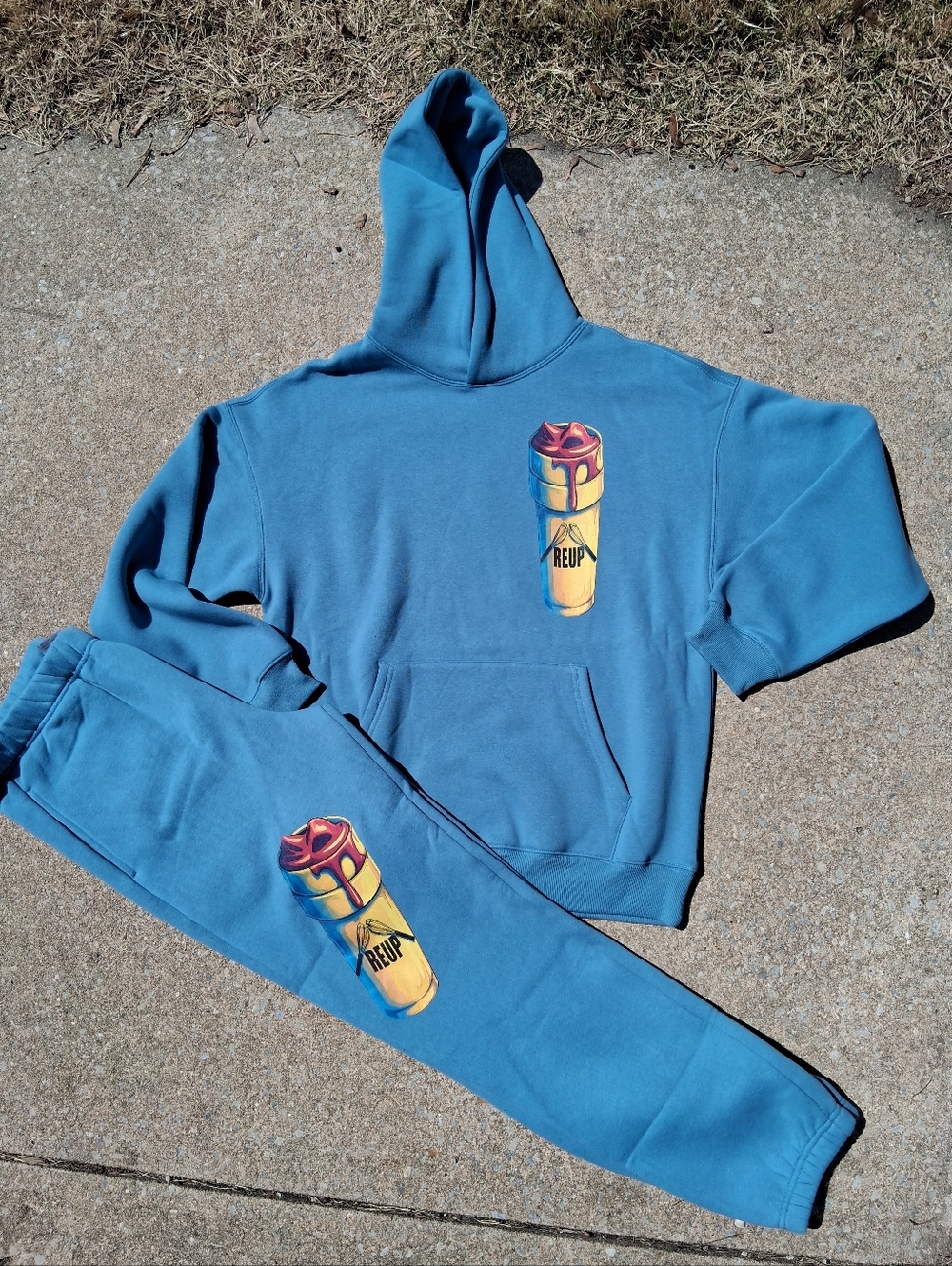 Blue Hoodie & Sweatpants Set with  Graphic